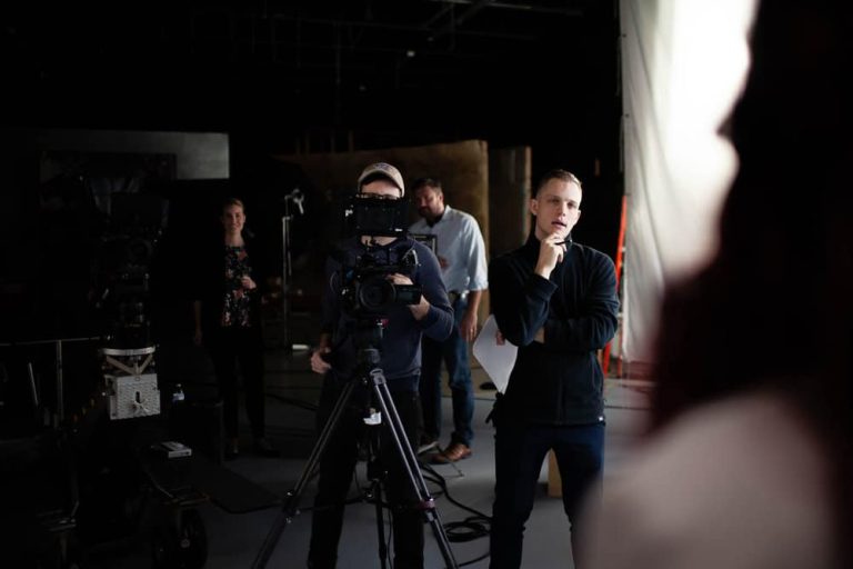 Behind-the-scenes shot of the Remedy production crew filming a video series for RSM, showcasing the creative process and team collaboration.